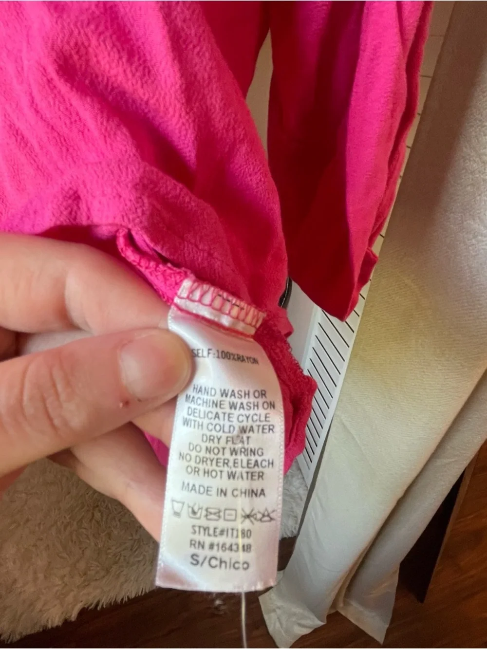 First Love Hot Pink Ribbed Button-Up Top - Picture 4 of 4